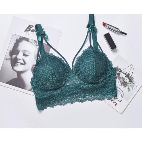 OIONINOS Womens Padded Bras Sweet Bow Push Up Lingerie Lace Flower Bra Bustier Seamless Bralette Bra