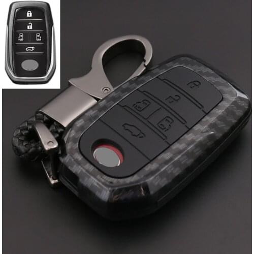 Carbon Fiber Silicone Car Key Case Cover For Toyota Alphard 2018 VELLFIRE Auto Protection Shell