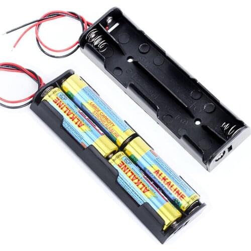 Hold 4x AA Size Power Battery Storage Case Box Holder with Wire 2 Long Slots Container DIY 6V Standard Batteries Charging Box