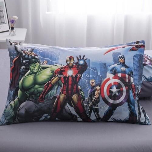 Disney Cartoon The Avengers Baby Kids Pillowcases 2 Pcs Spiderman Super Hero Hulk Thor Pillow Cover Decorative Pair 48x74cm