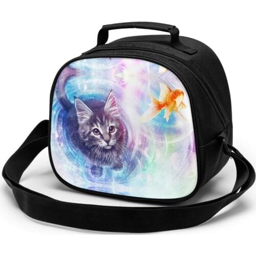 Cats electric Childrens meal bag cats Functional Pattern Cooler Lunch Box Thermal Food Picnic Lunch Bags For Women Kids