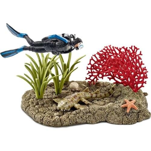 Pvc figure Eel hiding place coral diver reef simulation marine animal model toy seabed