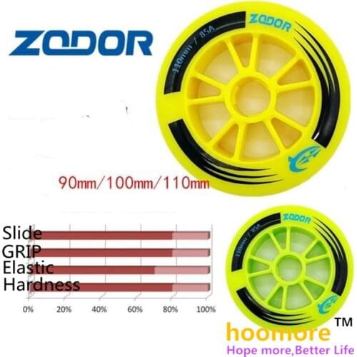 110mm 100mm 90mm 85A yellow green inline speed skates wheel ZODOR grip racing marathon wheels, 2 pieces per lot
