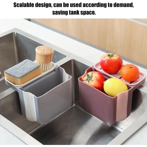 Sink Storage Basket Plastic Suction Storage Rack Foldable Draining Basin Organizer Holder for Kitchen