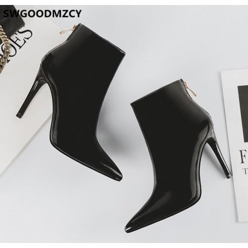 Leather Boots Women Heels Sexy Boots Black Ankle Boots For Women Shoes Winter Shoes Women Fashion Female+shoes Zapatos De Mujer