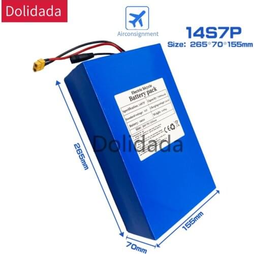 52V 14s 75000mAh 18650 750W lithium battery for balance car, electric bicycle, scooter, tricycle (with BMS 58.8v 30a charger)