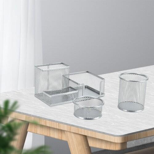 Metal Mesh Desktop Organizer Stationeries Pencils Holder Sundries Container Organizer Box Letter Tray Classroom Supplies