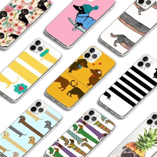 Dachshund Soft Clear Phone Cases For iphone 11 12 mini Pro X XS Max XR 6 6S 7 8 Plus SE 2020 Case Transparent Silicon Back Cover