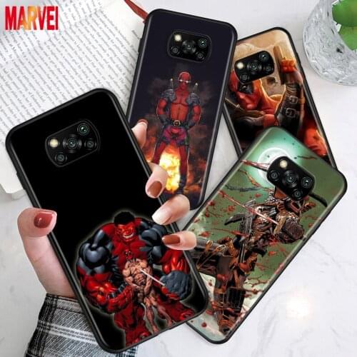 Soft TPU Love Marvel Deadpool Art For Xiaomi Poco X3 NFC M3 M2 X2 F3 F2 Pro C3 F1 Mi Play Mix 3 A2 A1 6X 5X Black Phone Case