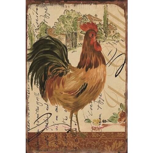 Outdoor Red Chicken Sign Vintage Metal Tin Signs Farm Decorative Poster Pin Up Wall Decor for Kitchern Bar 8x12 Inch