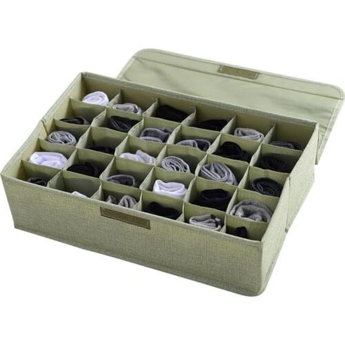 30 Grids Ties Socks Underwear Divider Wardrobe Organizer Storage Box with Lid Drawer Organizers