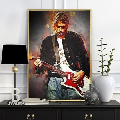 Kurt Donald Cobain America Musician Poster, Oily Rock Band Lead Singer Art Prints, Alternative Rock Guitarist Fans Collect Decor