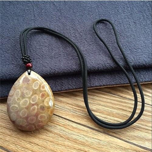 QIANXU Precious Coral Necklace Pendant Water Drop Jade Pendant Jade Jewelry Fine Jewelry
