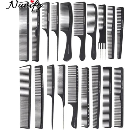 Nunify Black Tail Comb Rat For Styling Hairdressing Large Carbon Anti Static Comb Heat Resistant Antistatic Cutting Comb
