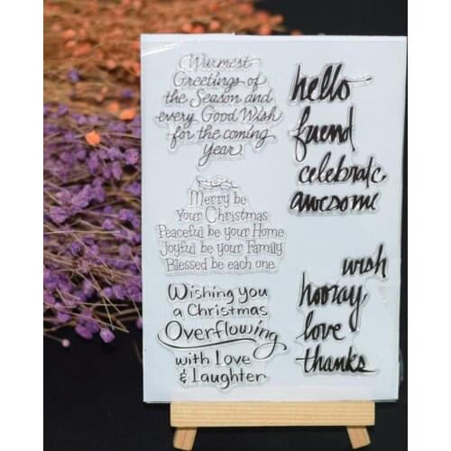 Christmas Decor Stamps Deer Snowflake Santa Claus Clear Stamps Words Transparent Silicone Stamp Seal for DIY Paper Card