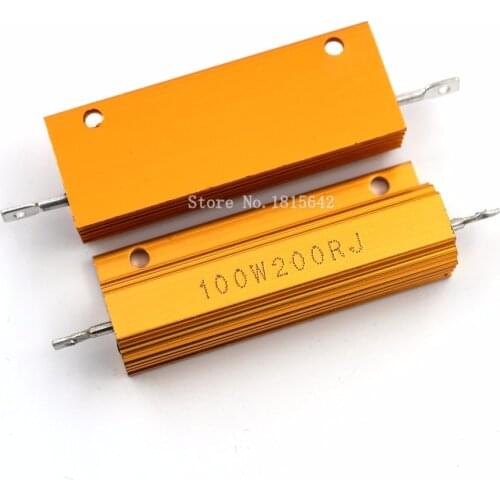 RX24 100W 200R 200RJ Metal Shell Aluminium Gold Resistor High Power Resistance Golden Heat Sink Resistor 100 Watt 200 ohm