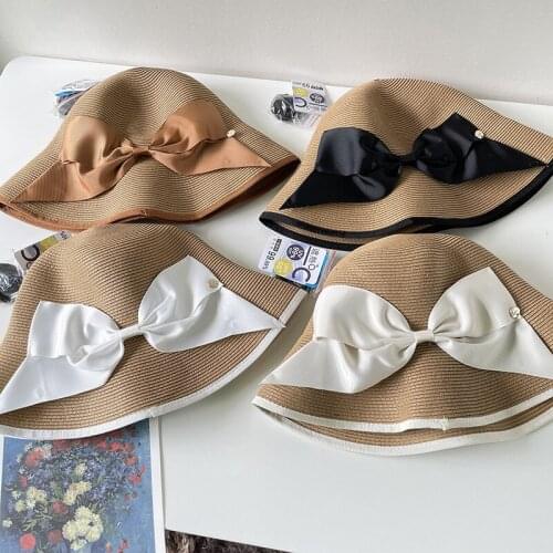 New Japanese Bowknot Big Brim Sun Hats For Women Ladies Cute Hat Elegant Dome Bucket Hat Basin Hat Fashion Casual Summer Caps