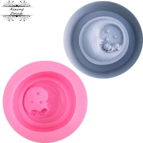 Moon baby shape silicone mold cake decoration tool chocolate fudge mold soap mold