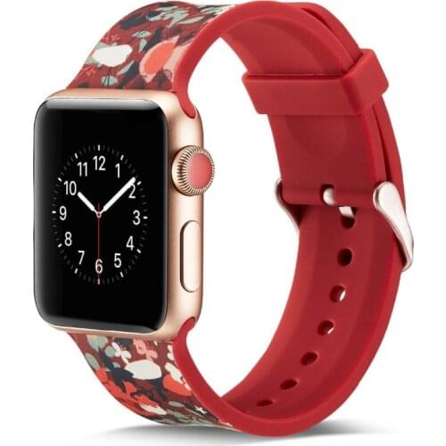 Silicone strap Compatible with Apple watch 44mm 42mm 40mm 38mm Comfortable replacement belt for iwatch 6 5 4 3 2 SE Color strap
