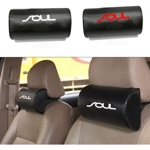 Carbon Fiber Texture PU Leather Auto Safety Pillow Car Auto Seat Head Neck Rest Cushion Headrest Pillow Pad for Kia Soul