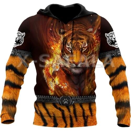 Hunting Love Fire Tiger Animal 3D All Print Hoodie Man Women Harajuku Outwear Zipper Pullover Sweatshirt Casual Unisex Jacket-3