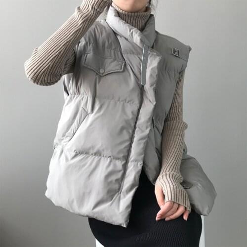 Windproof Lightweight Gilet Warm Female Duck Down Coat Sleeveless 2021 Winter Womens Warm Solid Stand Collar Vest Waistcoat New