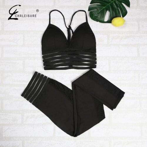Woman Fitness Two Piece Outfit Mesh Patchwork Leggings Sporty Bra Tracksuit Workout Sporty Suit