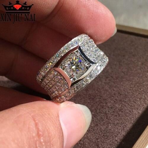 Female White Crystal Super shiny zircon Ring Luxury Silver Wedding Ring Fashion Promise Engagement Rings