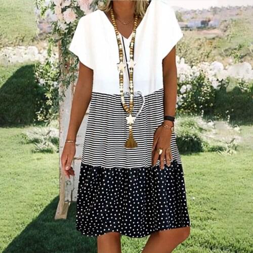 Womens Flower Dot Print Casual dress for women 2020 Beach Style V-Neck Patchwork Sexy Dress Fashion Small Fresh Club Dress