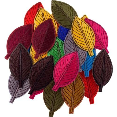 10Pcs Embroidery Leaf Patch For Womens Clothing Crafts DIY Iron On Patches Sewing Applique Decoration