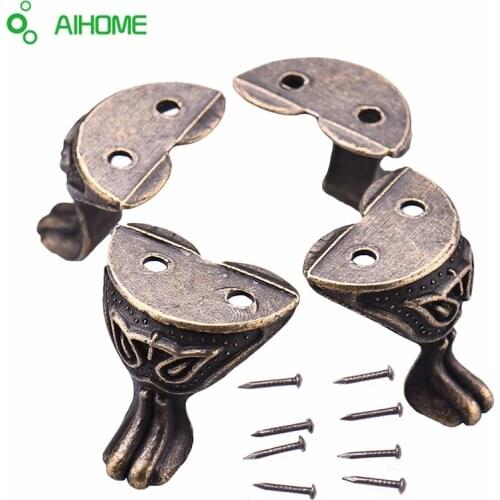 4 X Antique Brass Jewelry Gift Box Wood Case Decorative Feet Leg Corner Protector for Wooden Cases Storage Boxes Drop Shipping