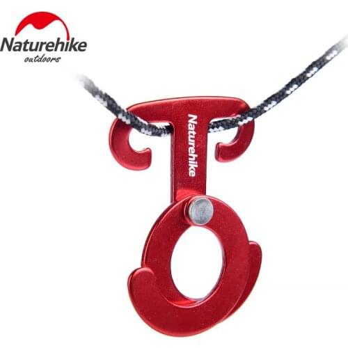 Naturehike T shape 4pcs Camping Tent Rope Buckle Aluminum alloy Tent Buckle Quick Hang Camping Wind Rope Hanging Buckle