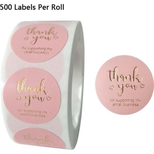 500pcs/roll Pink DIY Handmade Thank You Stickers Wedding Package Seal Labels