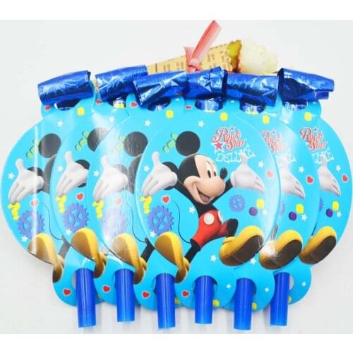 6pcs Mickey Mouse Party Supplies Funny Whistles Kids Birthday Party Blowing Dragon Blowout Baby Birthday Supplies Mickey Festa