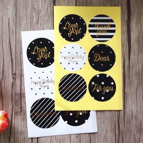 60pcs/lot Simple Classic Black And White Love Congratulation Seal Design Baking Seal Sticker For Gift