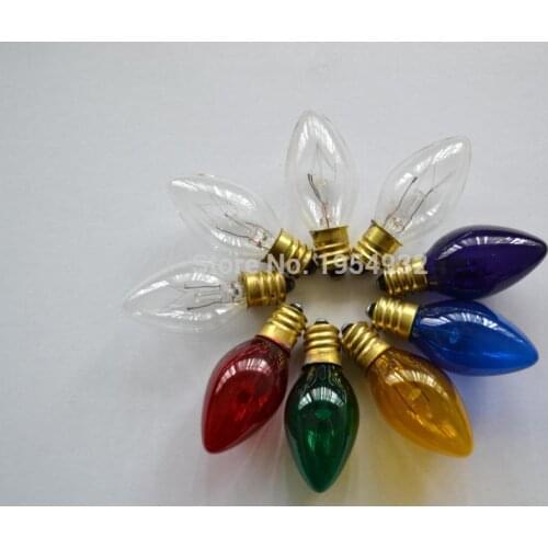 Free Shipping 50PCs per lot Incandescent C7 Bulb 120V 5W Transparent Clear or Transparent Colorful for you to choice