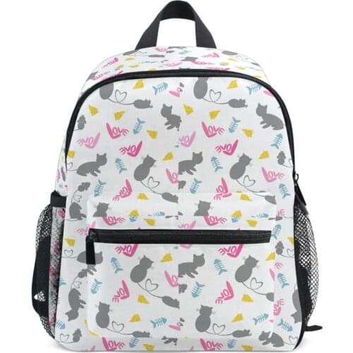 New Seamless cat Children Backpacks Girl Boys School Bags Baby Toddler Kids Bag Neoprene Backpack Kindergarten Bag Brand Design