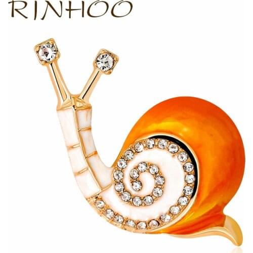 Cute Playful Snail Brooch Pins Golden Shell Dazzling Zircon Horn Brooches For Women Men Costume Lapel Pins Jewelry Gift