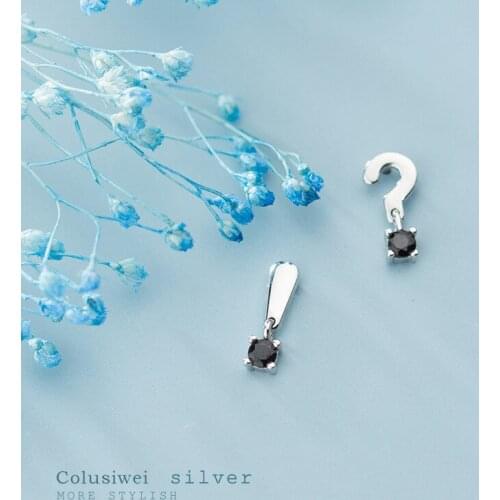 COLUSIWEI Genuine 925 Sterling Silver Cute Exclamation And Question Mark Stud Earrings for Women Fashion Jewelry Accessories