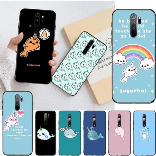 CUTEWANAN Narwhal Kawaii Cute Animals Soft Silicone TPU Phone Cover for Redmi Note 8 8A 8T 7 6 6A 5 5A 4 4X 4A Go Pro
