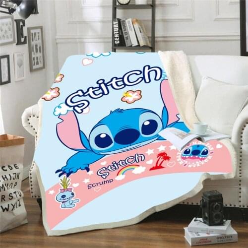 Home Textile Disney 3D Printed Comfort Soft Blanket Stitch Pink Angie Cute Cartoon Wool Blanket Girls Boy Sofa Bedroom Decor