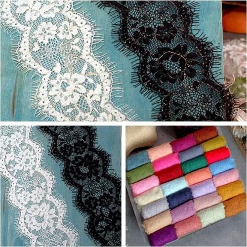 3 Meters 9.5 CM Width Embroidered Guipure Eyelash Lace Trim For Lingerie Bra Dress Underwear Sewing Hair Accessories DIY Craft