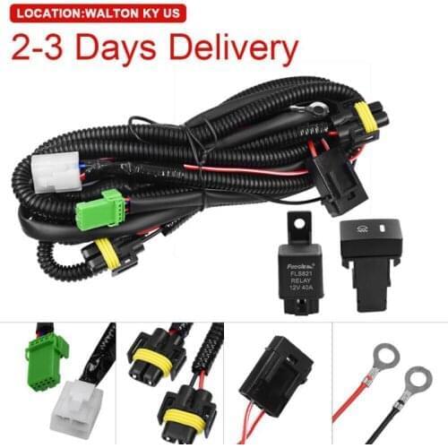 H11 881 Fog Light Lamp Wiring Harness Socket Wire Connector With 40A Relay & ON/OFF Switch Kits Fit LED Work Lamp