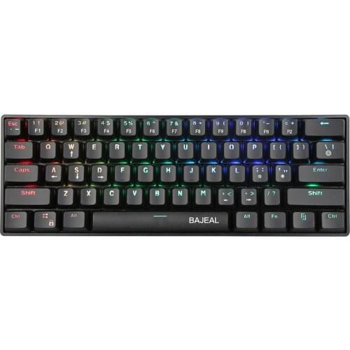 ALLOYSEED 61 Keys Wired Keyboard Type-C Blue Switch Mechanical Gaming PC Mini Keyboard for Desktop Laptop Tablet
