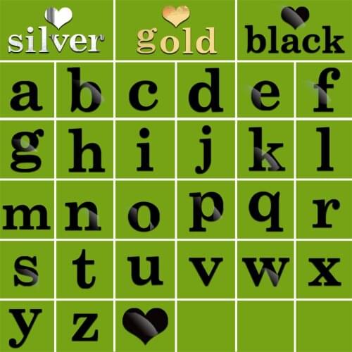 Any Combination Of 26 English Lowercase Letters Stickers Fashion Mirror 3D Letters Sticker Home Wall Decoration DIY Design Mural