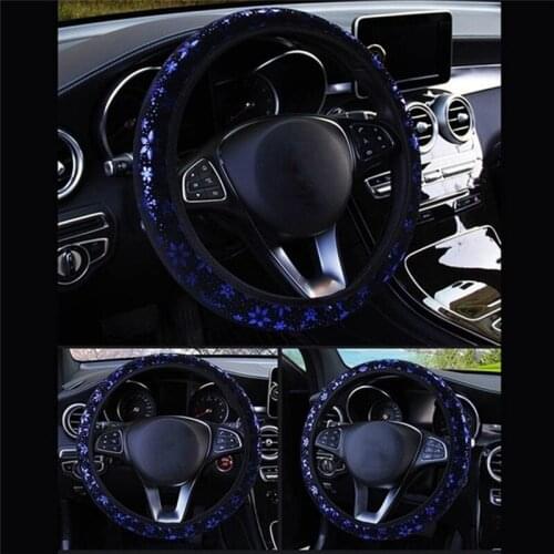 Car Steering Wheel Cover Fur Steering Wheel Cover Leather Hot Stamping Snowflake Car Modification Car interior Accessories