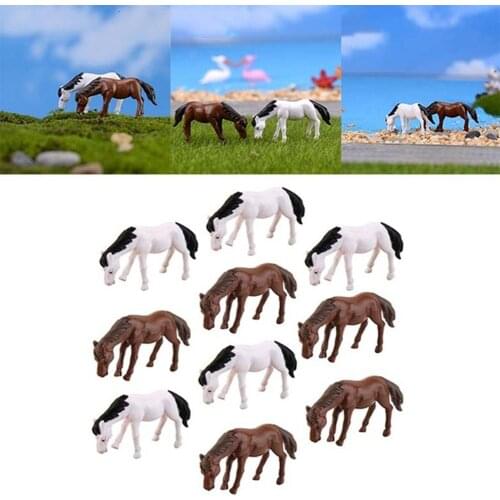 10Pcs Mini Miniature Horse Moss Fairy Garden Figurine Landscape Bonsai Decor
