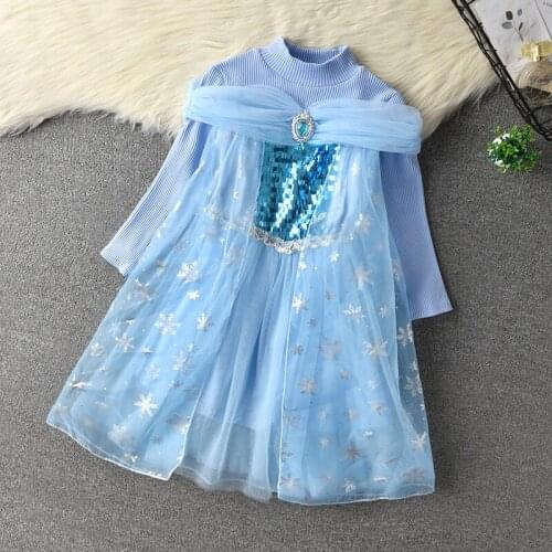Fashion Fall Kids Dresses for Girls Mesh Long Sleeve Princess Dress Children Tutu Costume Vestidos Sequins Party Girl Clothes