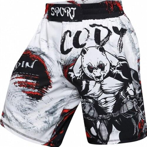 Men Printing MMA Shorts Fighting Muay Thai Training Pants Gym Sanda Sports Clothing Professional Breathable Boxing Pants