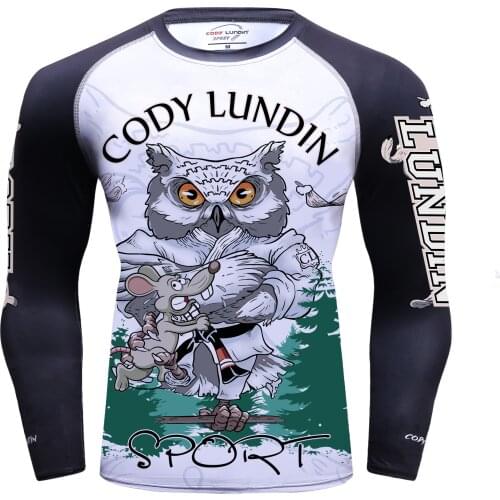 Cody Lundin Digital Printed Rash Guard Jiu Jitsu Running Long Sleeve Gym Tops For Men